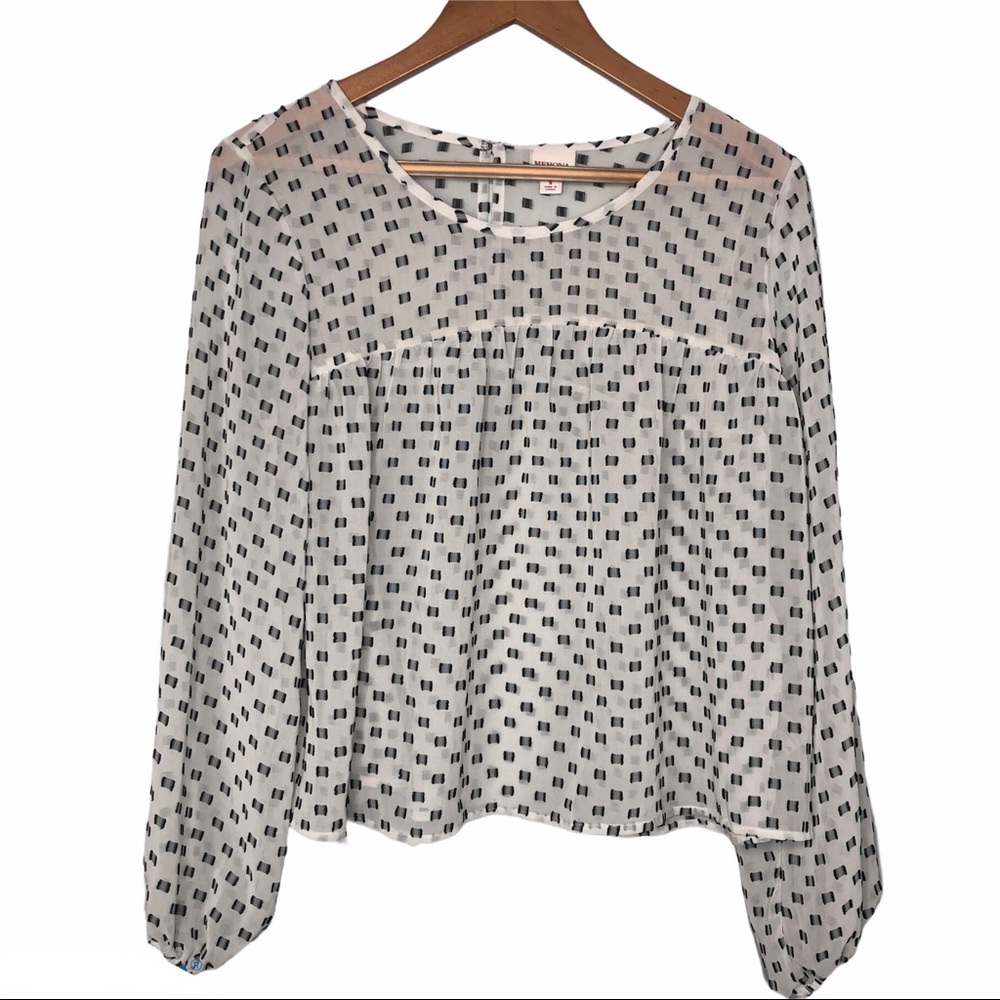 Merona Empire Line Geometric Print Sheer Blouse S